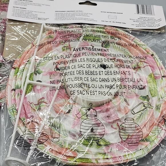 Paper Lanterns 8" x 8" Round LED Lights Flamingo Lot of 4 New - Picture 7 of 11